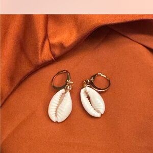 Gold Shell Huggie Earrings